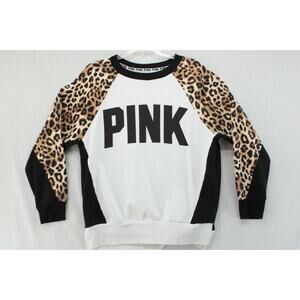 Pink By Victoria's Secret Leopard Print Raglan Sweatshirt Women's XS Spellout